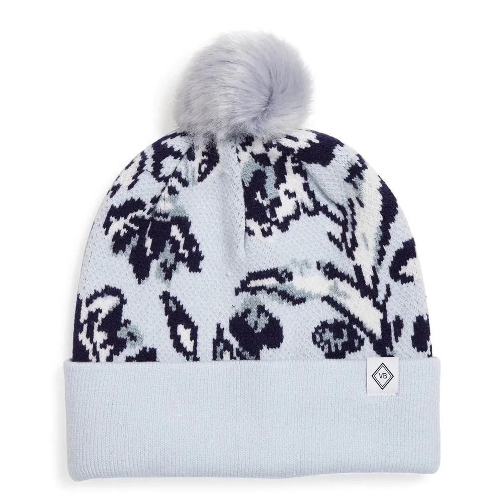 NWT Vera Bradley ||Knit Pom Beanie - Perennials Misty Surf -
